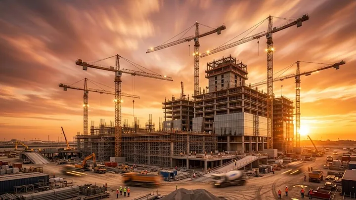 Công trình xây dựng lúc hoàng hôn